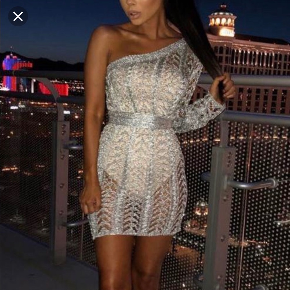 Plain Hollow Out One Shoulder Bodycon Dress